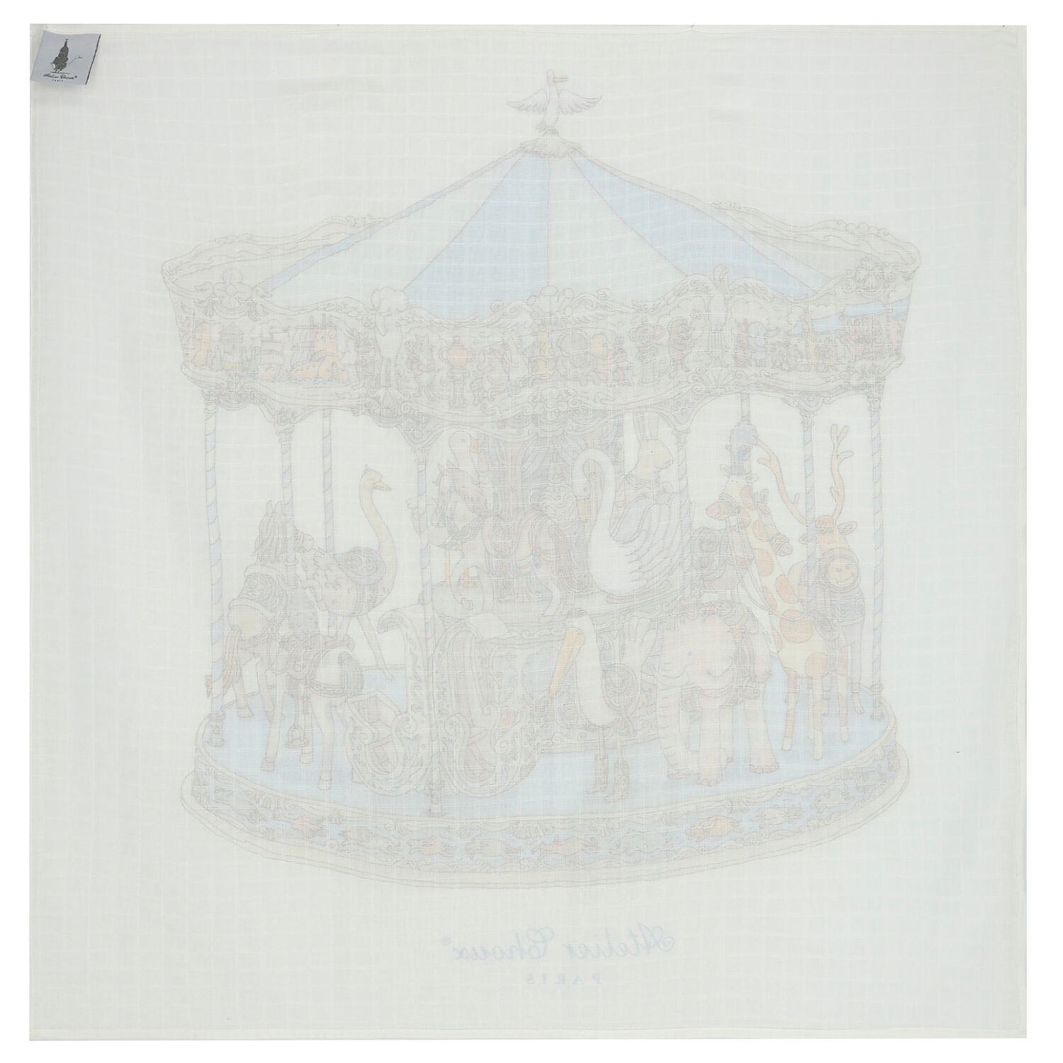 White & Blue Carousel Baby Boys Swaddle Carré Blanket, 2, hi-res image number null