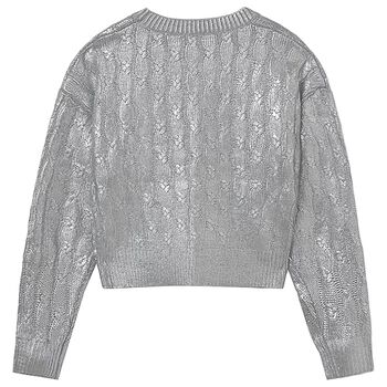 Girls Silver Knitted Sweatshirt