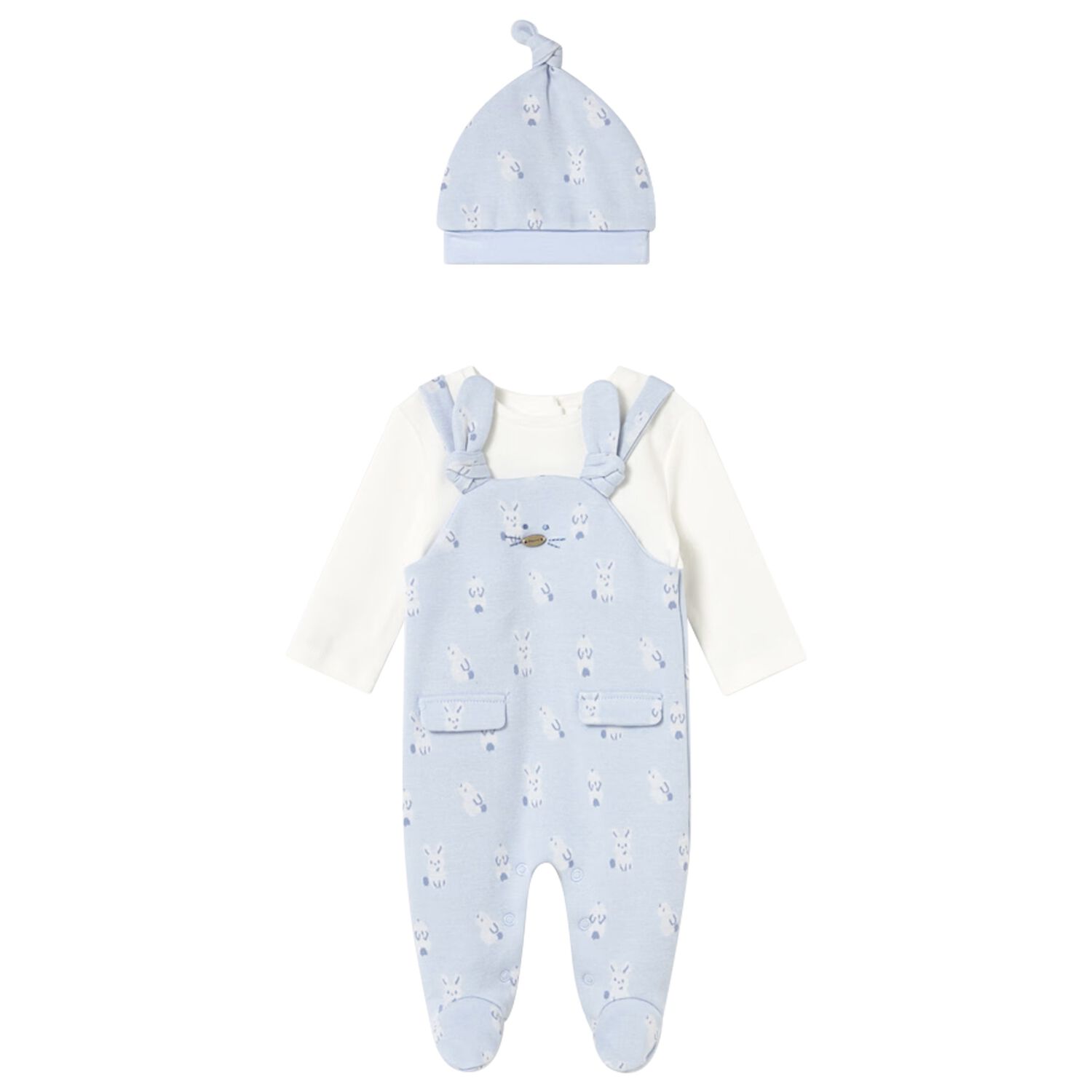 Baby Boys Ivory & Blue Babygrow Set, 2, hi-res