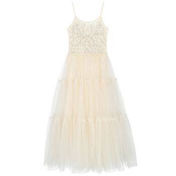 Girls Ivory Embellished Tulle Dress