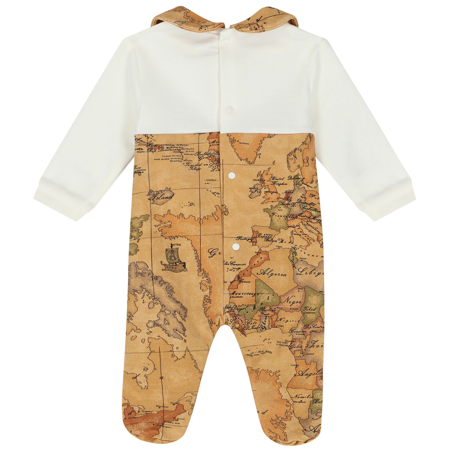 Ivory & Beige Geo Map Babygrow Set, 3, hi-res image number null