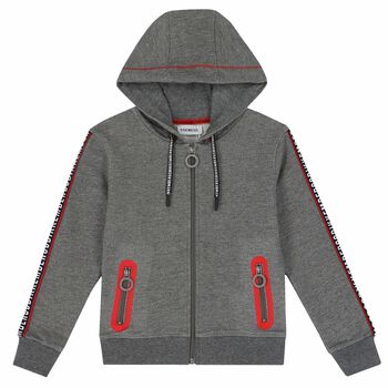 Boys Grey Logo Zip Up Top