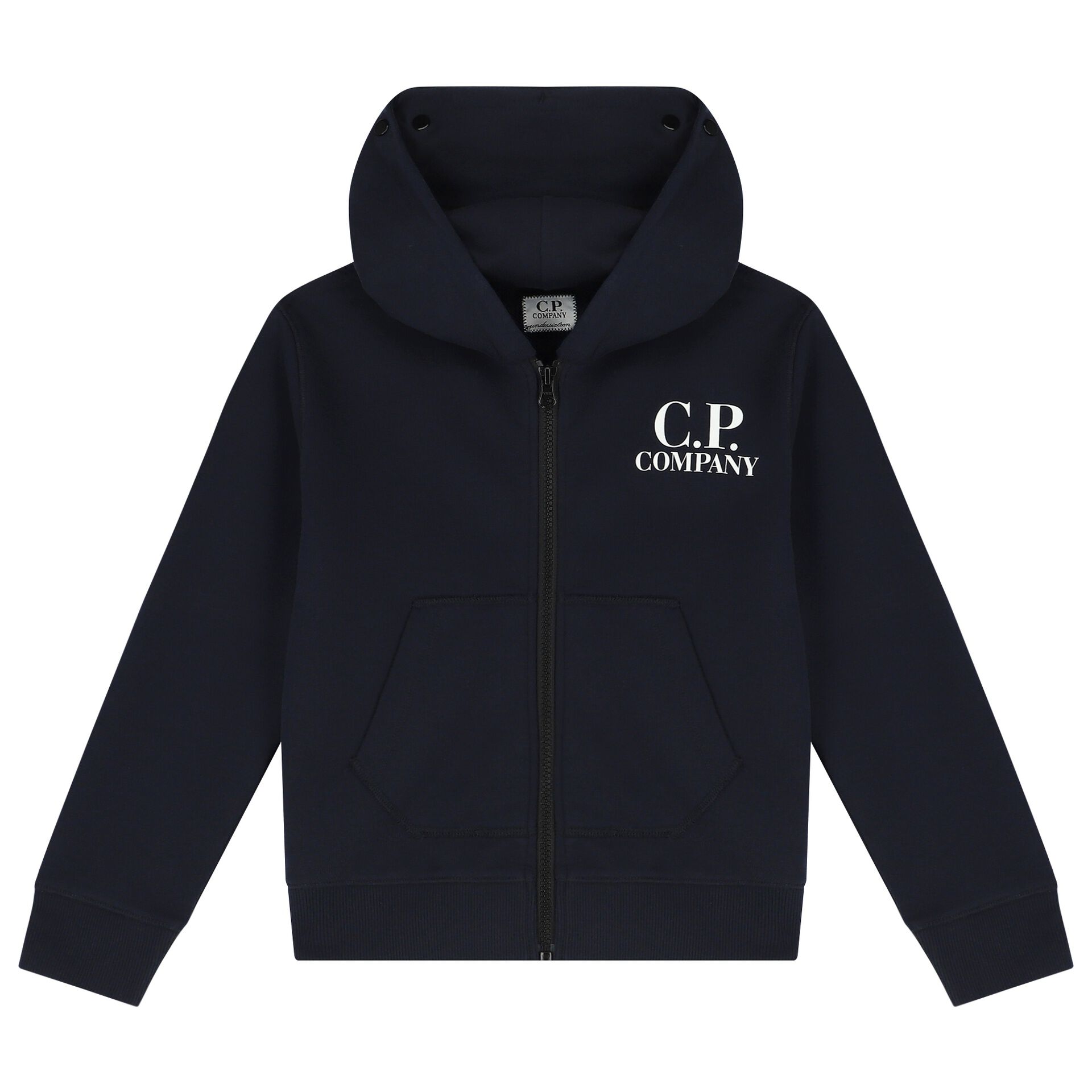 C.P Company Boys Navy Blue Logo Zip Up Top Junior Couture USA
