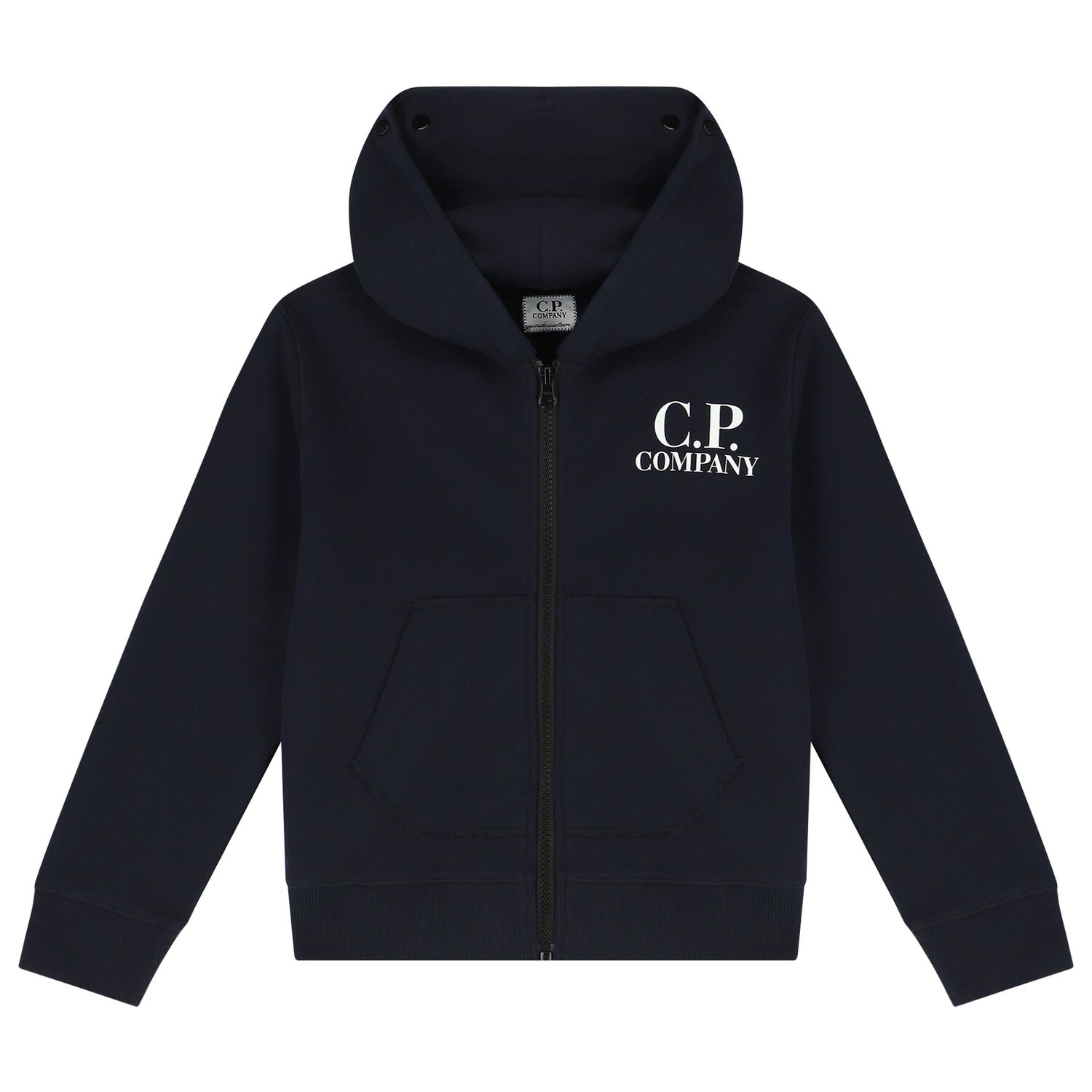 Boys Navy Blue Logo Zip Up Top, 1, hi-res