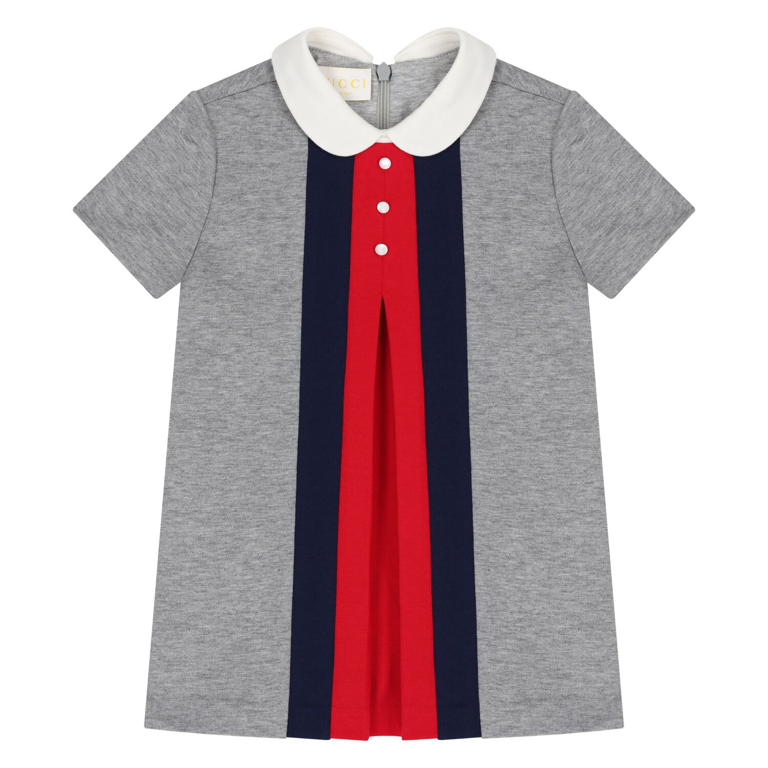 Younger Girls Grey Web Stripe Dress, 1, hi-res image number null