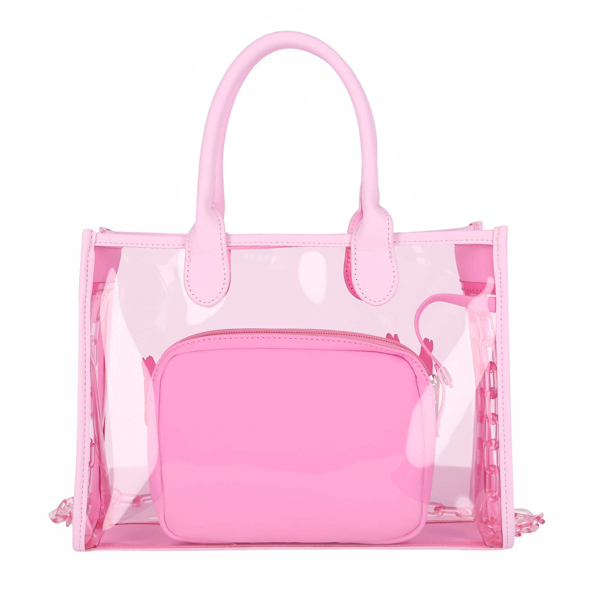 Pink transparent outlet tote bag