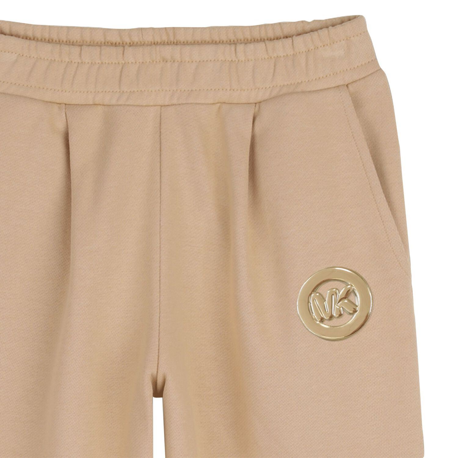 Girls Mini Me Beige Logo Trousers, 1, hi-res