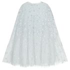 Girls Blue Sequin & Flower Tulle Cape Dress, 1, hi-res