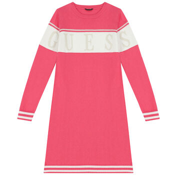 Girls Pink Logo Knitted Sweatshirt Dress