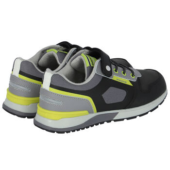 Boys Black Leather Trainers