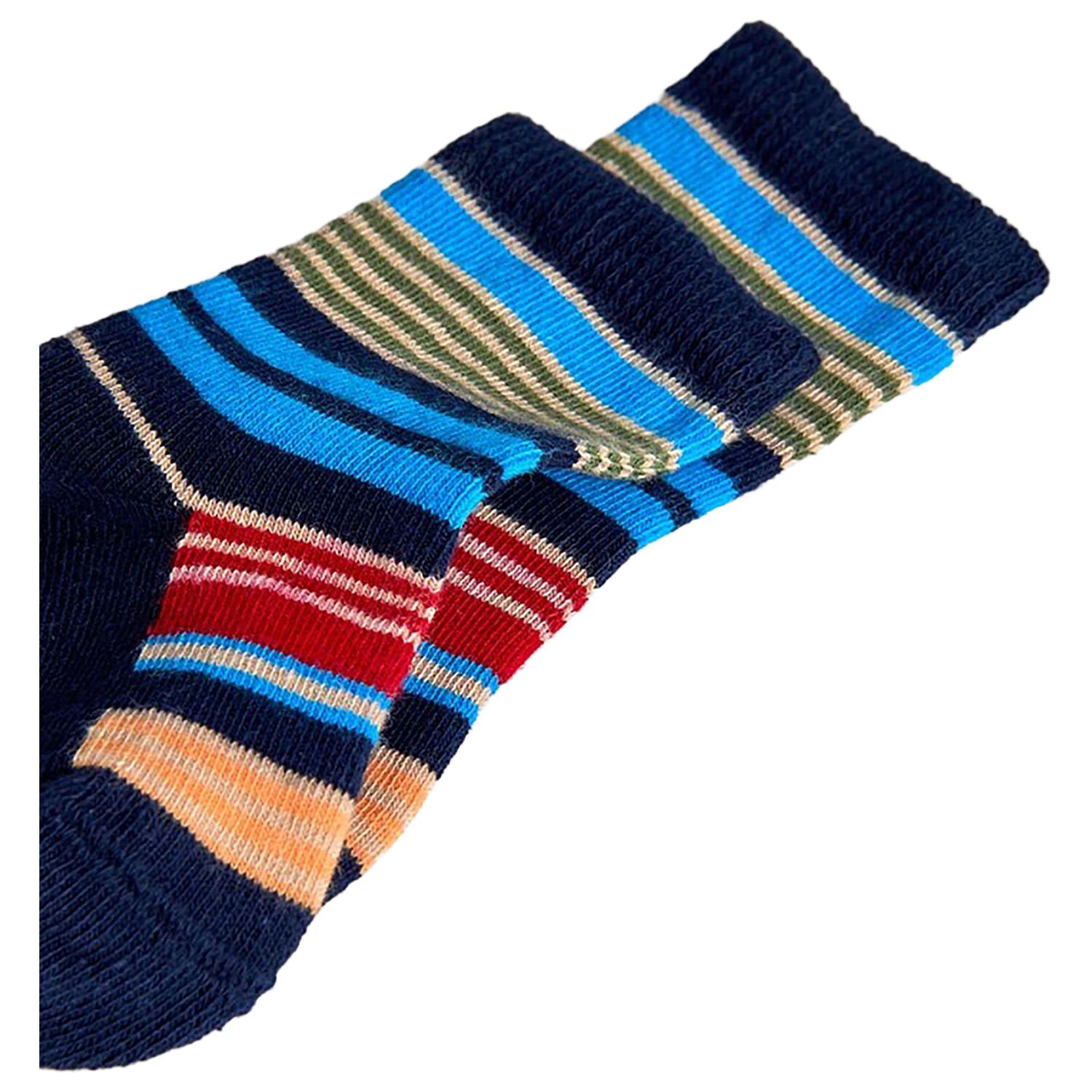 Boys Navy Blue & Red Socks ( 3-Pack ), 2, hi-res