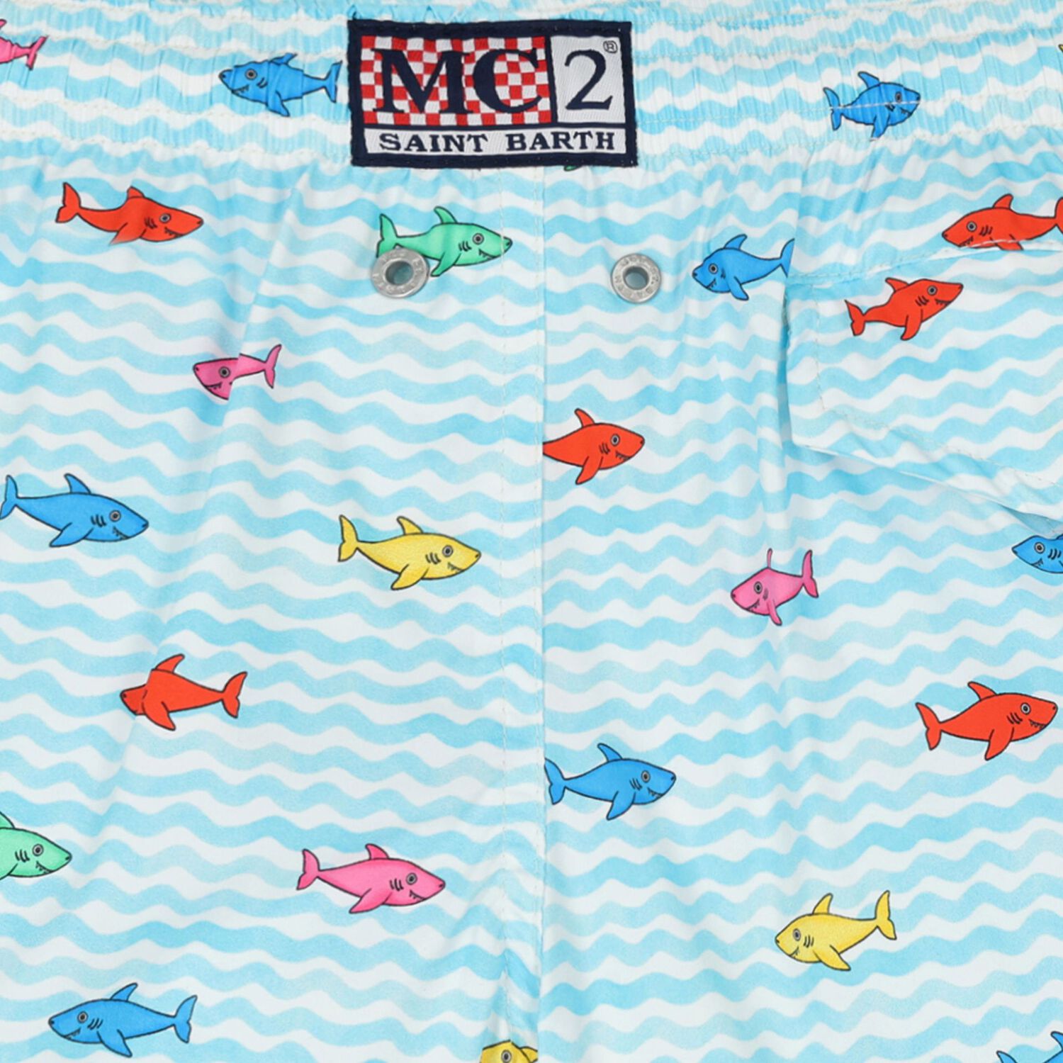 Boys Blue Sharks Print Swim Shorts, 1, hi-res image number null