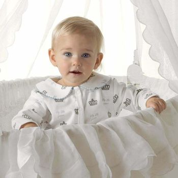 Baby Boys White & Blue Babygrow