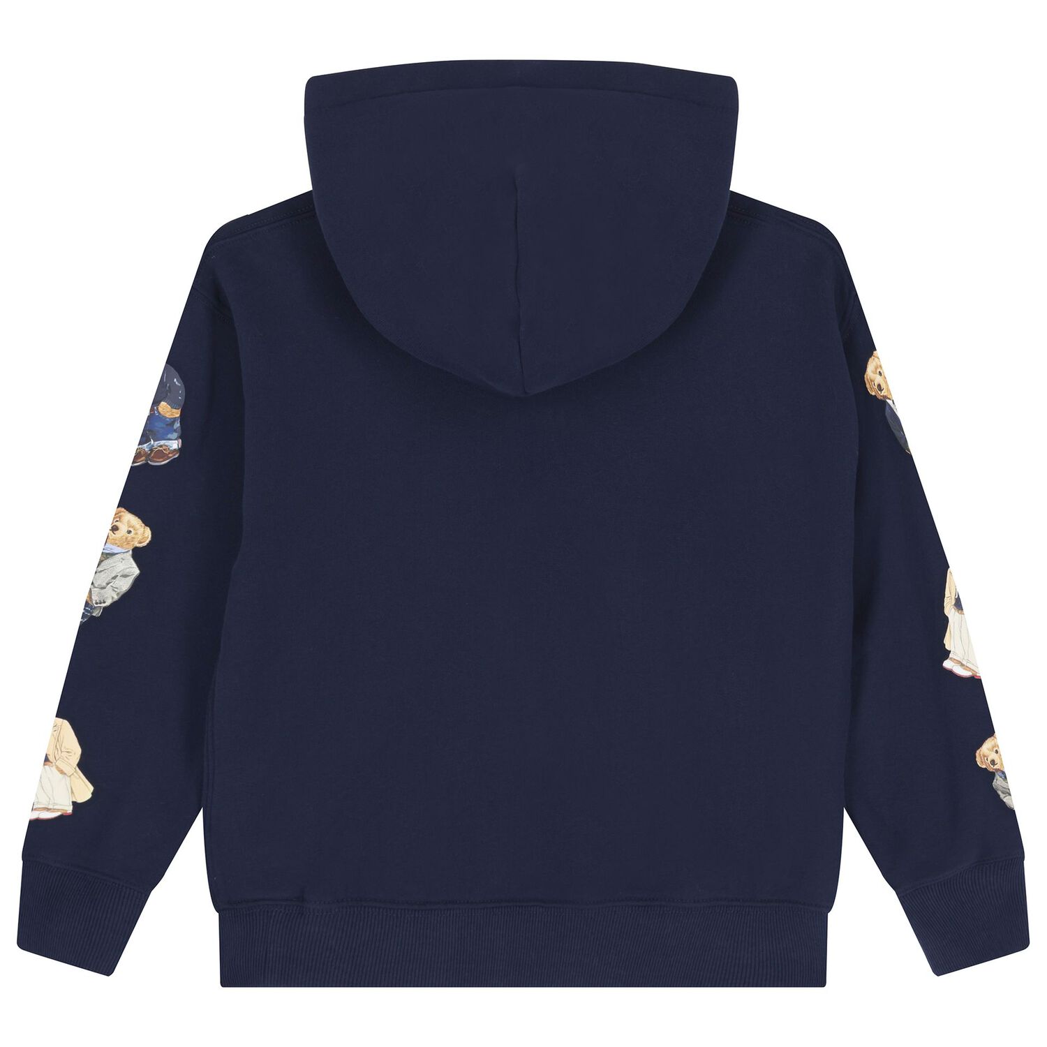 Girls Navy Blue Polo Bear Hooded Top, 1, hi-res