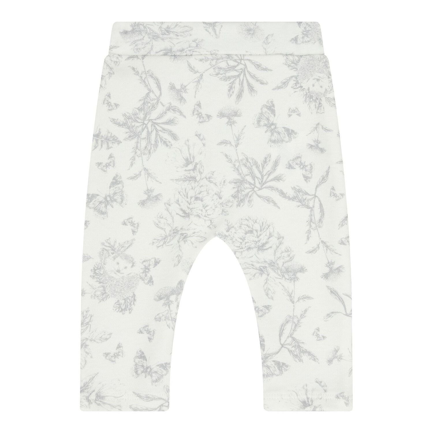 Grey & White Toile De Jouy Cotton Baby Pyjamas, 2, hi-res