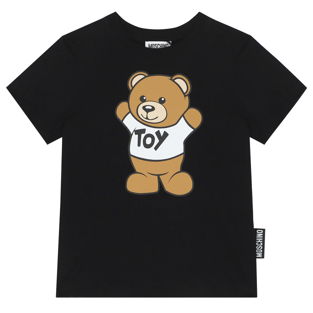 Moschino Black Teddy Bear Logo T-Shirt | Junior Couture USA