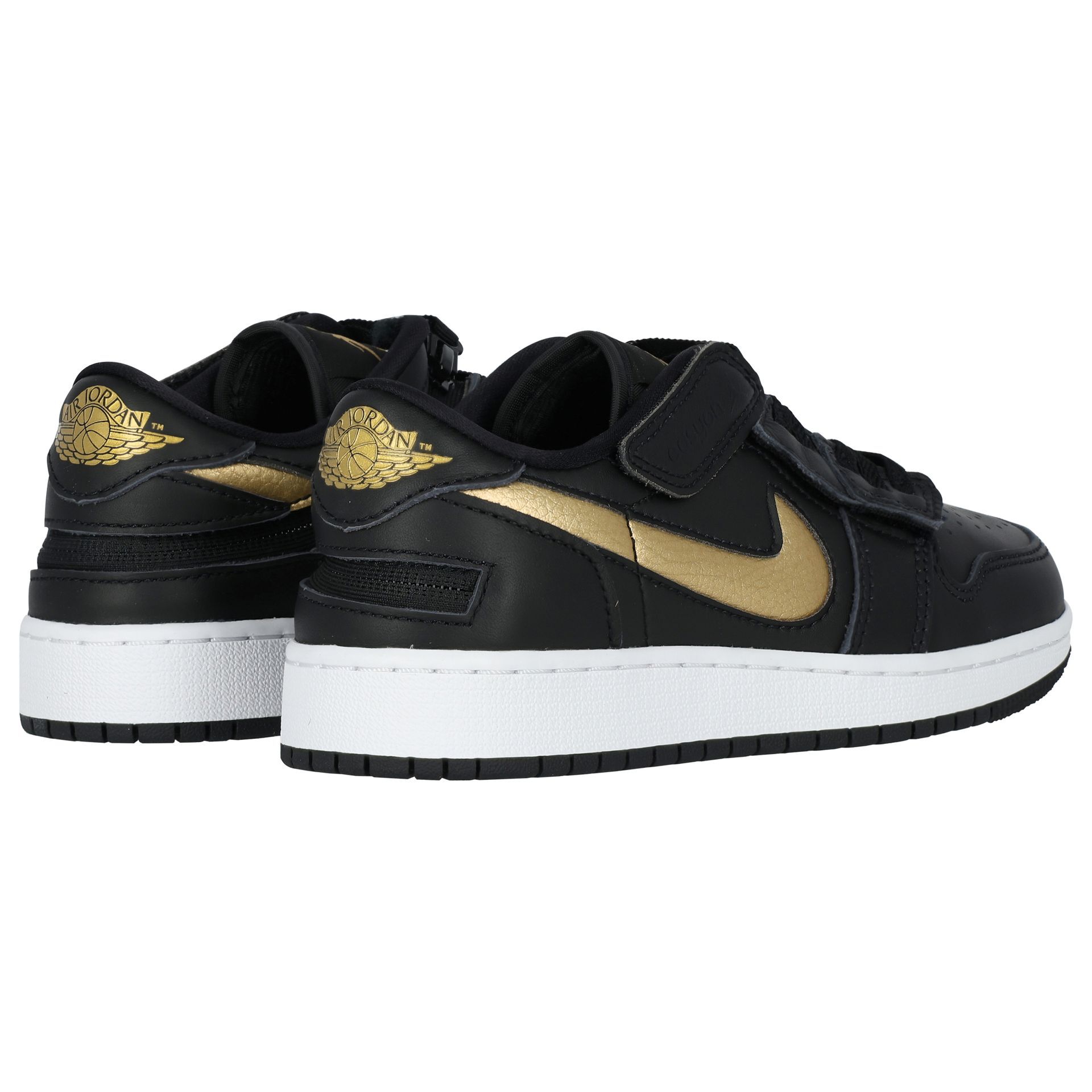Nike Kids Black & Gold Air Jordan 1 Low Flyease Trainers | Junior