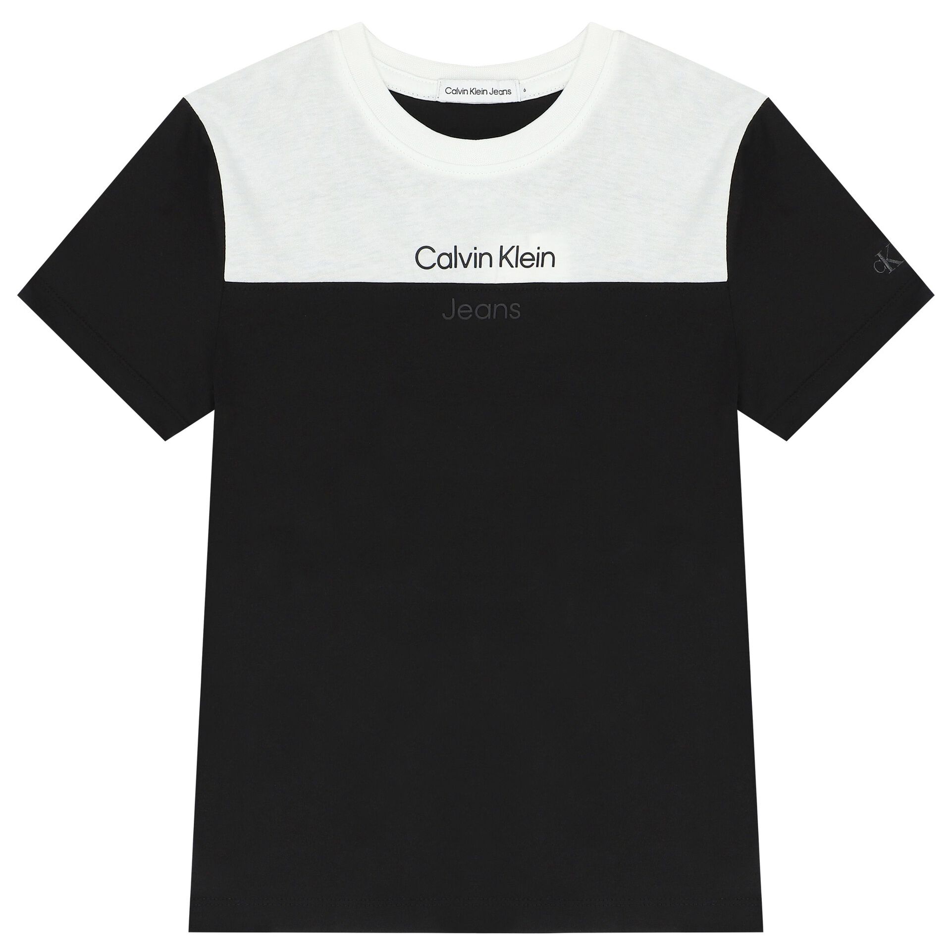 Calvin Klein Boys White Black Logo T Shirt Junior Couture USA