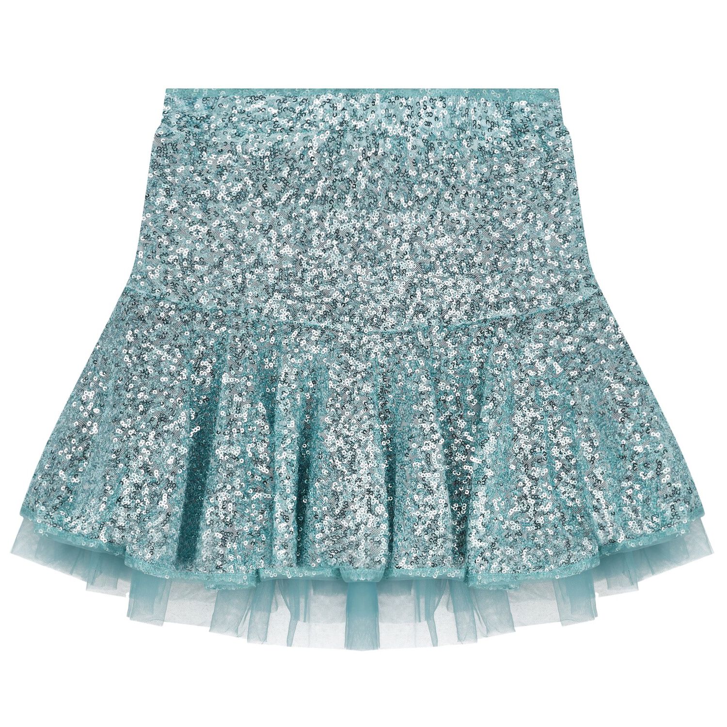 Girls Aqua Embellished Sequin Skirt Set , 1, hi-res