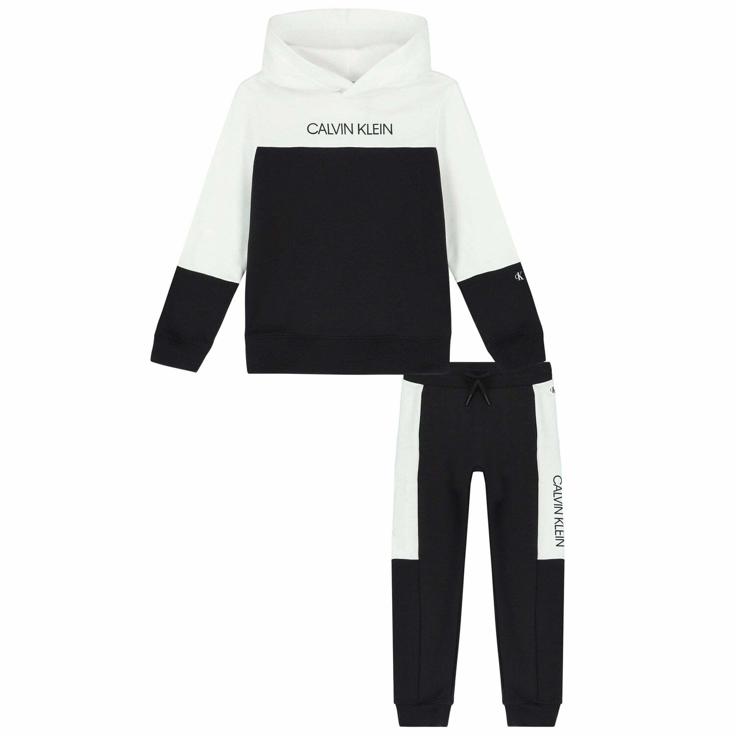 Calvin Klein Boys White Black Logo Tracksuit Junior Couture
