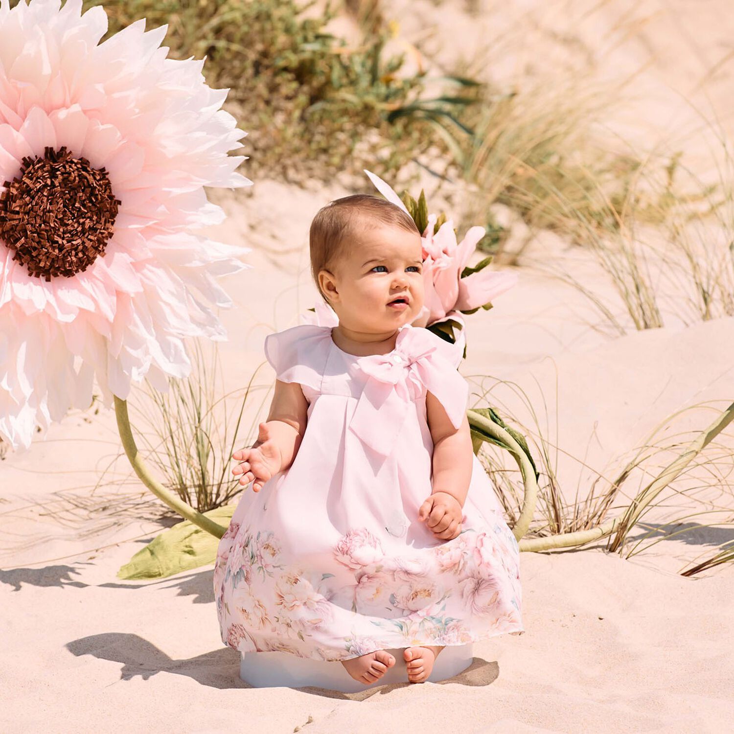 Younger Girls Pink Floral Dress, 1, hi-res image number null