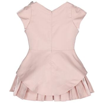 Girls Pink Pleated Butterfly Dress