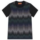 Boys Black Zig Zag Logo T-Shirt, 1, hi-res