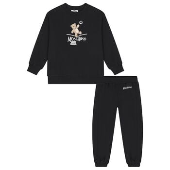 Black Teddy Bear Logo Tracksuit