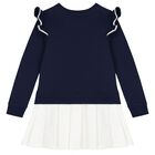 Girls Navy Blue & White Logo Dress, 1, hi-res