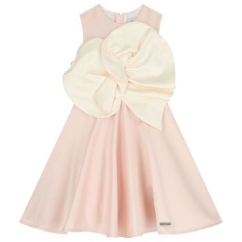 Girls Pink Flower Satin Dress
