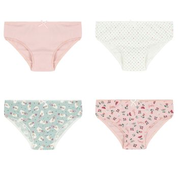 Girls Pink & White Briefs (4 Pack)
