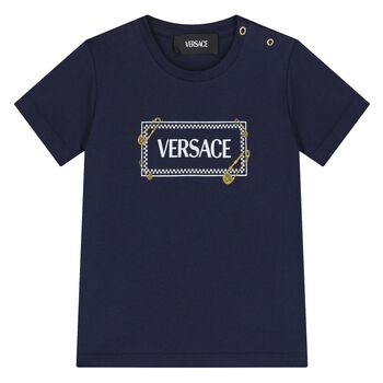 Younger Boys Navy Blue Logo T-Shirt