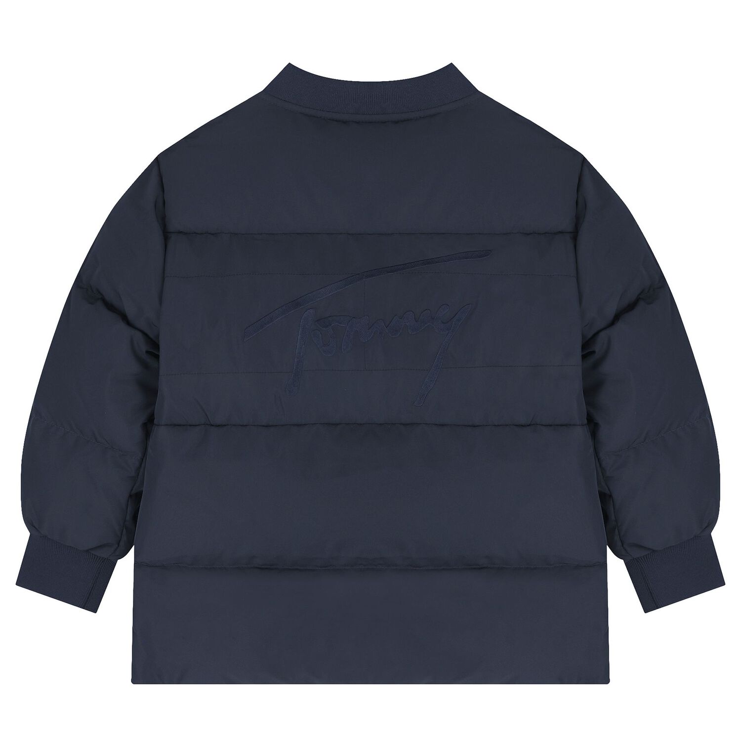 Boys Navy Blue & Grey Logo Puffer Jacket, 1, hi-res image number null