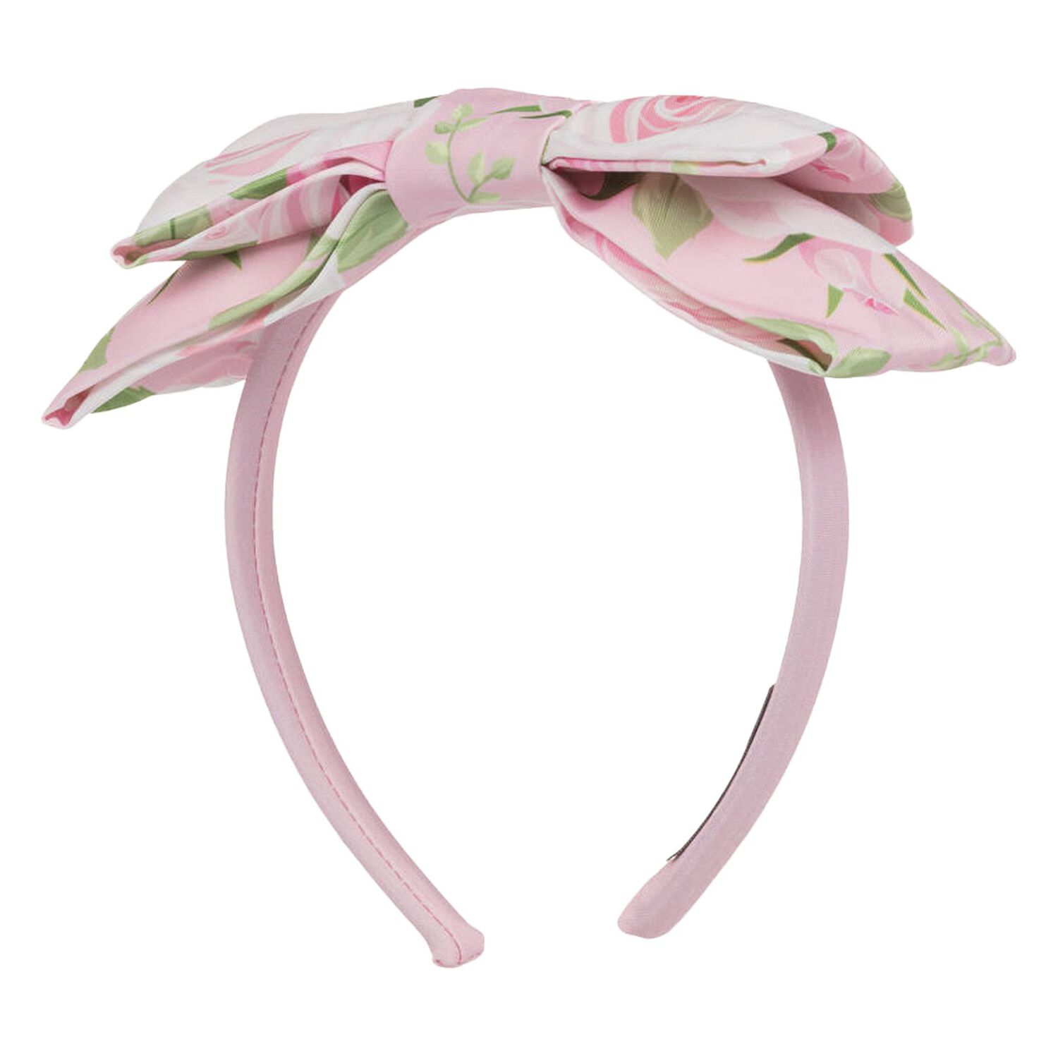 Girls Pink Floral Bow Headband, 1, hi-res image number null