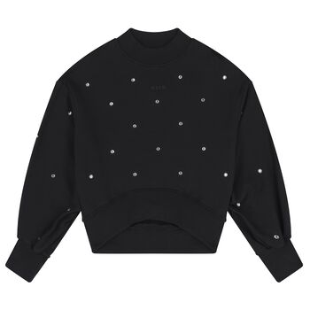 Girls Black Crystal Logo Sweatshirt