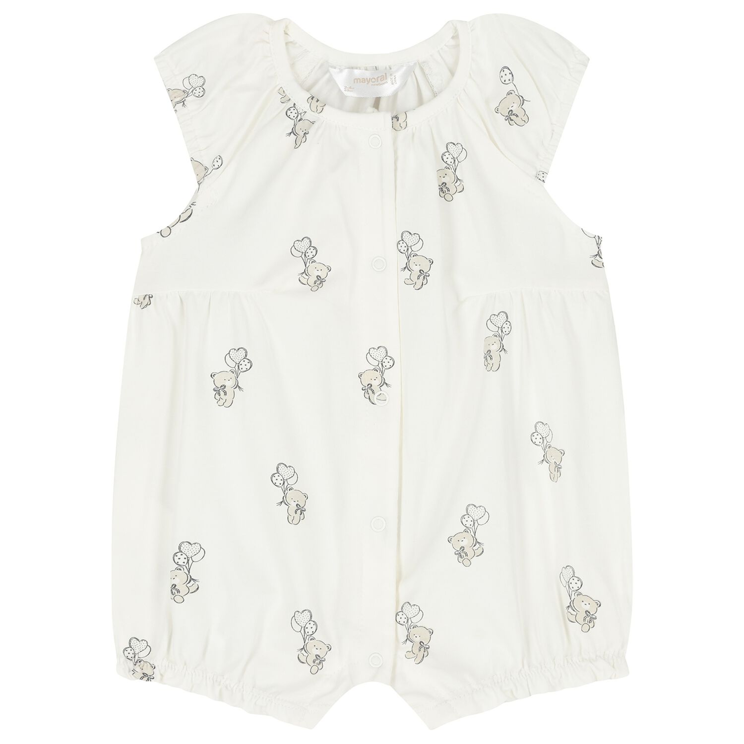 Ivory Teddy Bear Baby Romper, 2, hi-res