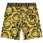 Boys Black & Gold Barocco Shorts, 1, hi-res