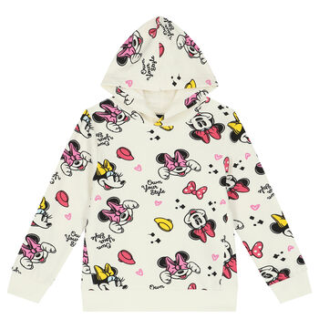Girls Ivory Minnie Mouse Hooded Top