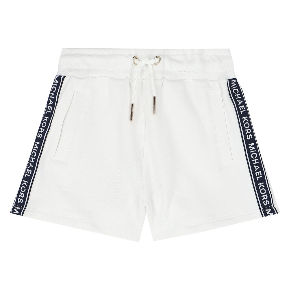 MICHAEL KORS Girls White Logo Shorts | Junior Couture USA