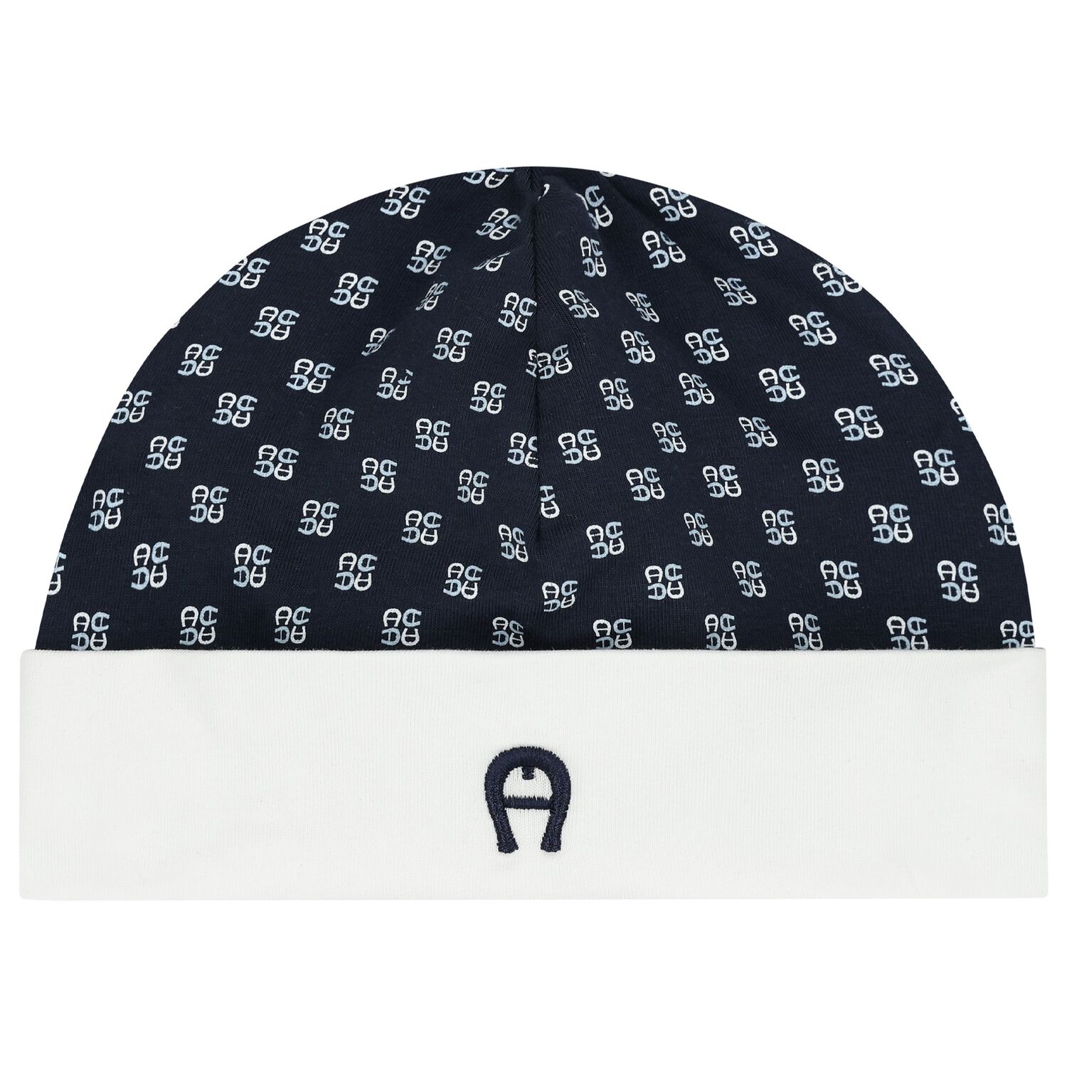 Baby Boys White & Navy Blue Logo Hat, 3, hi-res