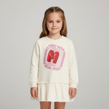 Younger Girls Beige Logo Dress