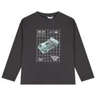 Boys Grey Glow In The Dark Car Long Sleeve Top, 2, hi-res