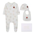 Ivory & Beige Boke Flower Babygrow Gift Set, 1, hi-res