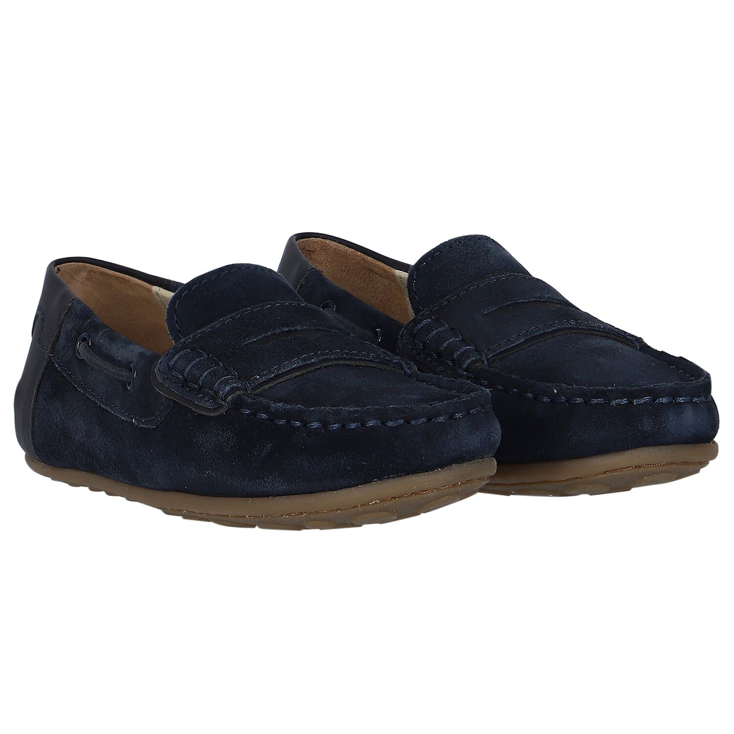 Boys Navy Blue Suede & Leather Loafers, 2, hi-res image number null
