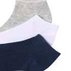 Boys Grey, Navy Blue & White Socks (3 Pack) , 4, hi-res