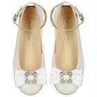 Girls Ivory Ballerina Bow Shoes, 2, hi-res