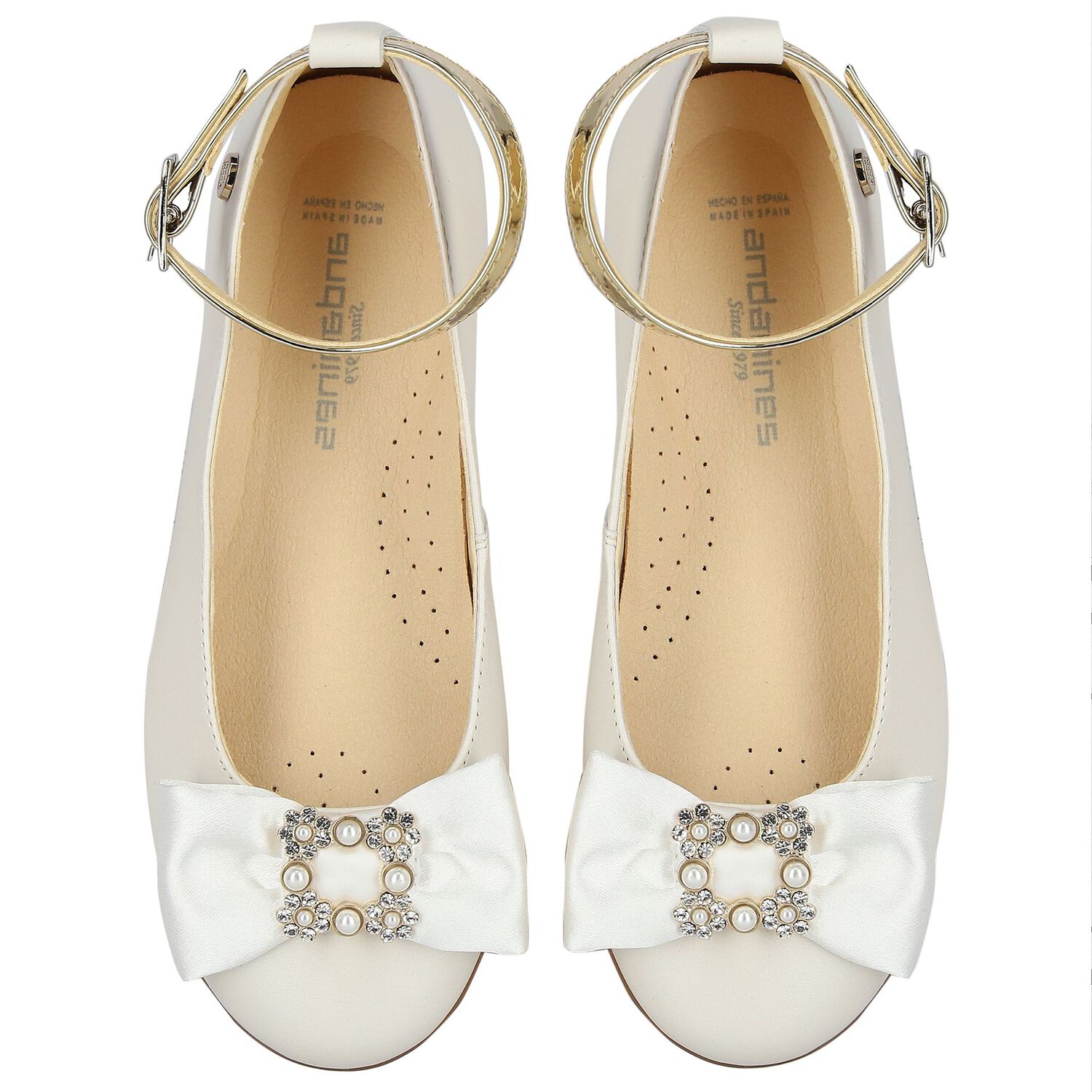 Girls Ivory Ballerina Bow Shoes, 2, hi-res image number null