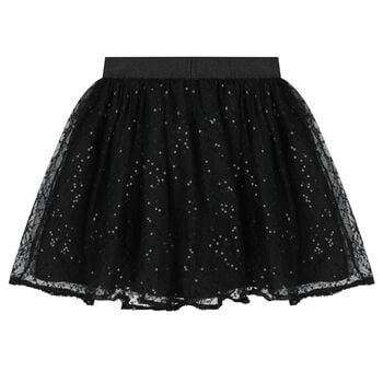 Girls Black Embellished Tulle Skirt
