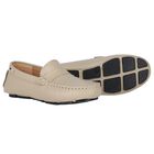 Boys Beige Logo Moccasins, 1, hi-res