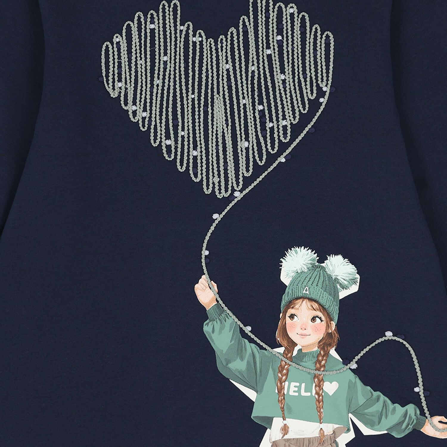 Girls Navy Blue Heart Dress, 2, hi-res